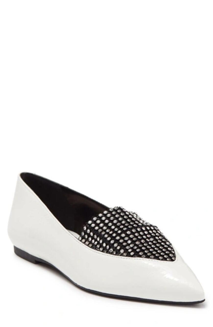 Schutz Womens Sury Pointed Toe Loafer 7 Crystal Rhinestone Mesh Vamp Slip-On